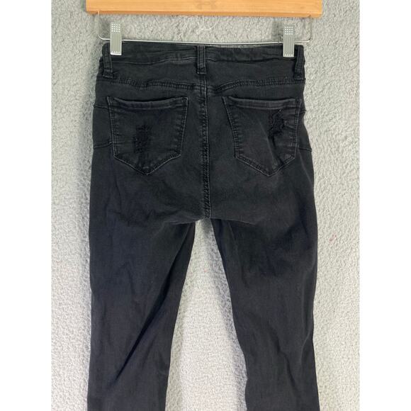 Women's Curvy High Rise Skinny Ankle Jeans Black Distressed Size 1 - Picture 9 of 9